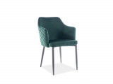 Scaun Astor Velvet, Signal, 46x46x84 cm, catifea/otel, verde/negru