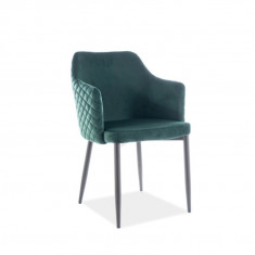 Scaun Astor Velvet, Signal, 46x46x84 cm, catifea/otel, verde/negru