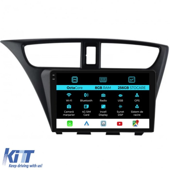 Navigatie Dedicata Honda Civic IX Hachback (2011-2017), 9Inch, 8Gb Ram, 256Gb Stocare, Carplay Performance AutoTuning