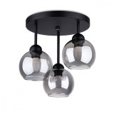 Candelabru Alino Negru Oțel 3 Becuri Minge Modern De Interior