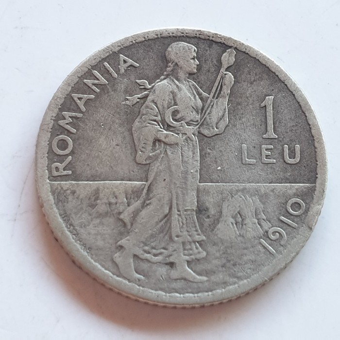 Moneda Rom&acirc;nia 1 leu 1910 argint