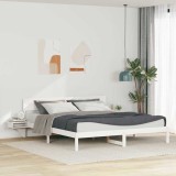 Cumpara ieftin Cadru de pat cu headboard Alb 200 x 200 cm Lemn de pin masiv