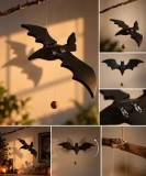 Liliac zburător din lemn &ndash; decor cinetic handmade, aripi mobile