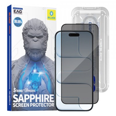 Folie de protectie Ecran Privacy Blueo Sapphire Applicator Pro pentru Apple iPhone 17 Air, Sticla Securizata, Full Glue foto