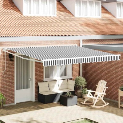 vidaXL Copertină retractabilă antracit/alb, 4x3 m, textil/aluminiu foto