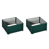 Outsunny Set de 2 jardiniere &icirc;nălțate, pătrat pentru grădină pentru legume, flori, oțel galvanizat 60 x 60 x 30,5 cm, verde | Aosom Romania