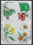 Bloc 4 Timbre Cuba 1969 Crăciun Flori Tropicale Sezonale 3c (2x2) Ștampilat - A007