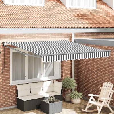 vidaXL Copertină retractabilă antracit/alb, 3x2,5 m, textil/aluminiu foto