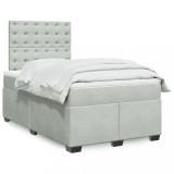 VidaXL Pat box spring cu saltea, gri deschis, 120x190 cm, catifea 3290870