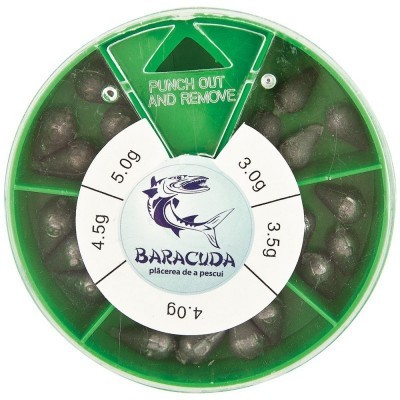 Plumb culisant tip lacrima, 100 g, 5 marimi/set, 3.0 - 5.0 g foto