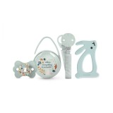 Set cadou Suavinex Wonderland albastru - suzeta, clema, cutie, jucarie dentitie