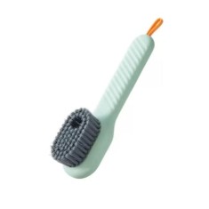 Perie pentru curatare incaltaminte, cu recipient pentru detergent, cu buton de dozare al detergentului, peri foarte moi, din platric, verde