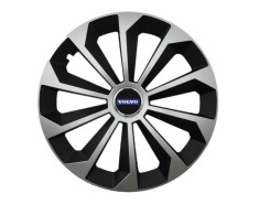 Set 4 capace roti Fame Gri-Negru cu inel R15, pentru gama auto Volvo