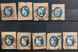 Romania 1869 - Lot studiu Carol l cu Favoriti,25 bani