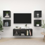 Set de dulapuri TV, 5 piese, gri, lemn prelucrat