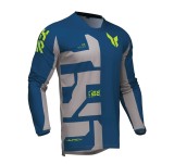 Tricou (bluza) cross-enduro Thor model Launchmode Forge culoare: albastru/gri/galben fluor