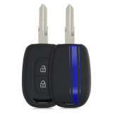 Cumpara ieftin Husa Cheie Auto pentru Dacia/Renault, 2 Butoane, Keyless Go, Kwmobile, Silicon, Negru/Albastru, 54813.02