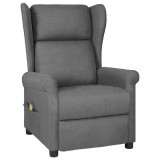 vidaXL Fotoliu de masaj, gri deschis, material textil