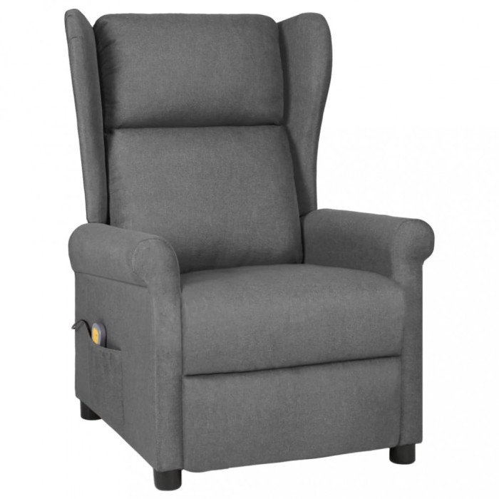 vidaXL Fotoliu de masaj, gri deschis, material textil 348516