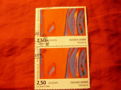 2 Timbre in pereche Franta 1993 Pictura Moderna, stampilat foto