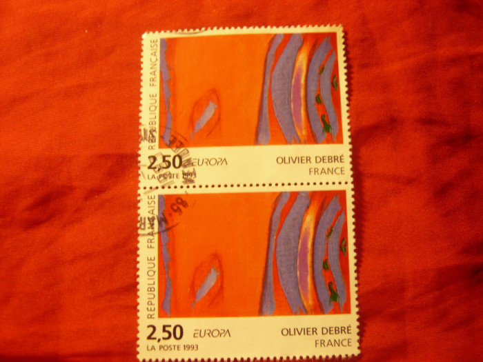 2 Timbre in pereche Franta 1993 Pictura Moderna, stampilat