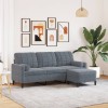 VidaXL Canapea cu 3 locuri și taburet, gri &icirc;nchis, 180 cm, catifea 3278268