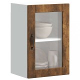 Dulap bucatarie perete Gossi Porto stejar afumat, usa sticla, 40x31x60cm, depozitare, maro gri
