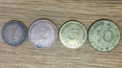 Germania federala - set colectie - 1 2 5 10 pfennig - diversi ani, stare buna foto