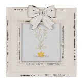 Cumpara ieftin Rama foto masa, perete lemn alb vintage 16x2x17 cm, 10x10 cm