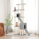 VidaXL Ansamblu pisici, st&acirc;lpi din funie sisal, gri deschis, 190 cm