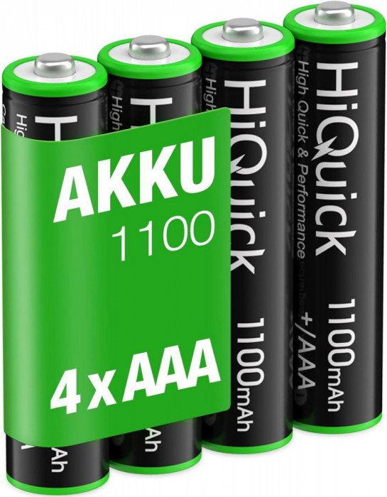 Acumulatori AAA, HR03, 1100 mAh, Ni-Mh, ready to use, 4 buc / set-Hiquick