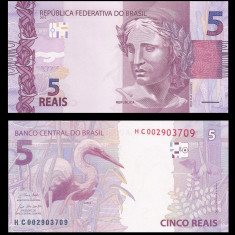 BRAZILIA █ bancnota █ 5 Reais █ 2010 (2020) █ P-253f █ UNC █ necirculata
