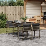 Gossi set mobilier de gradina cu perne, 5 piese, gri, poliratan