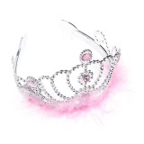 Coronita argintie pentru copii, puf Roz, ATU-083207, Oem