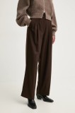 BA&amp;SH pantaloni femei, culoarea maro, lat, high waist, 1H24BEDW