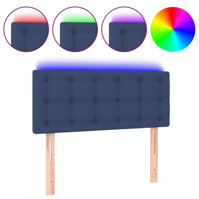 Tăblie de pat cu LED, albastru, 80x5x78/88 cm, textil foto