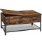 VASAGLE Masuta de cafea cu capac rabatabil, compartiment depozitare ascuns si raft plasa, industrial, 100x55x47cm, maro rustic si negru Household NewT