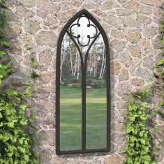 vidaXL Oglindă de grădină, negru, 70x30 cm, fier uz exterior
