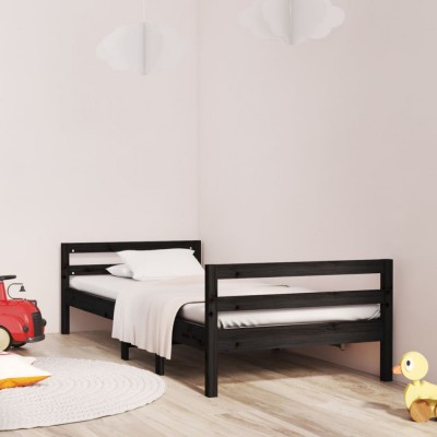 vidaXL Cadru de pat, negru, 75x190 cm, lemn masiv de pin 821643 foto