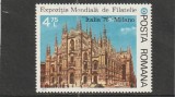 ROMANIA 1976 LP 922 EXPOZITIA FILATELICA MILANO MNH NESTAMPILAT