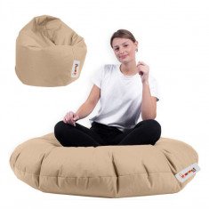 Fotoliu puf, Bean Bag, Ferndale, 100 cm, poliester impermeabil, bej nurca