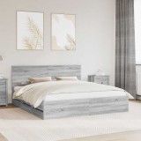 Cumpara ieftin Cadru de pat cu sertar Gri Sonoma 180 x 200 cm Lemn Ingineresc