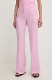 Answear Lab pantaloni femei, culoarea roz, drept, high waist