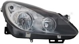 Far Opel Corsa D 07.2006-01.2011 TYC fata stanga, tip bec H1+H7, reglare electrica, culoare rama negru, fara motoras