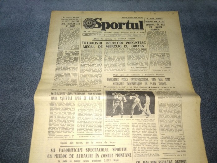 ZIARUL SPORTUL 1 FEBRUARIE 1983