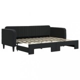 Cumpara ieftin Pat de zi cu extensie, negru, 80x200 cm, catifea