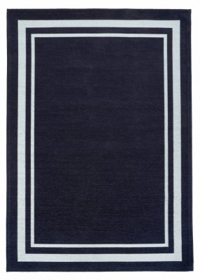 Covor Premium Model DYWAN ALTO BLUE, Bleumarin, Alb, Marime 160 x 230 cm, Tesatura Plata, Poliester, Bumbac, Antiderapant, Antialergic, Living, Dormit foto