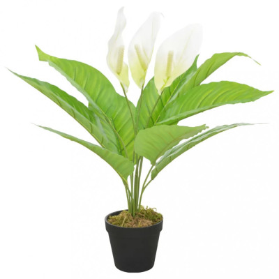 Plantă Artificială Anthurium Cu Ghiveci Alb 55 cm 280159 foto