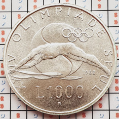 1324 San Marino 1000 Lire 1988 Seoul Olympic (tiraj 32.00) km 217 UNC argint