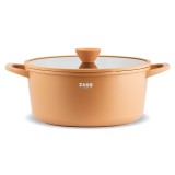 Cumpara ieftin Oala din aluminiu turnat cu acoperire ceramica si capac, 28 cm, crem